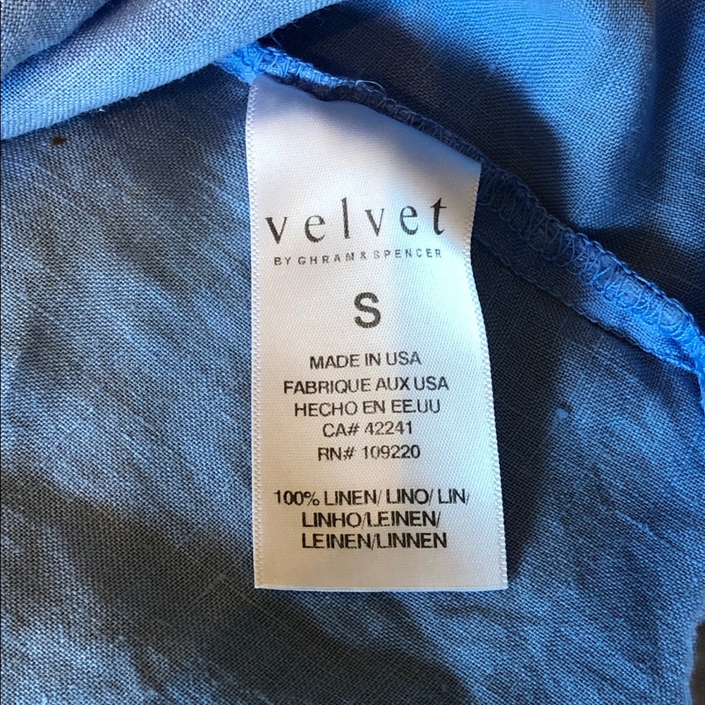 Velvet by Graham & Spencer Linen Sky Blue Top Blouse Small - Picture 9 of 12